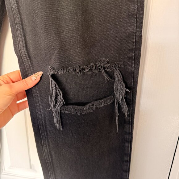 Mango MNG Black High Rise Distressed Straight Leg Jeans  Size 6 / EU 38 - Picture 2 of 9